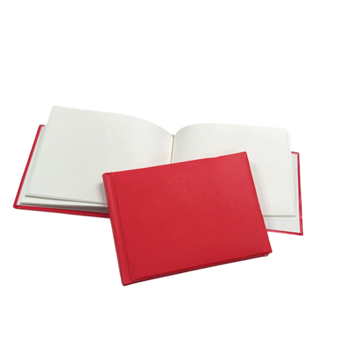 Pack of 12 Plain Cover 100 Pages Red Autograph Books – School Leavers Signature, End of Term Memory Book