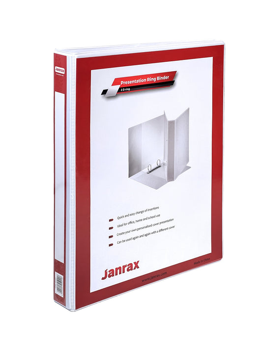 Pack of 6 A4 White 1.5” (38mm) Presentation 2D Ring Binders with Fully Customisable Covers