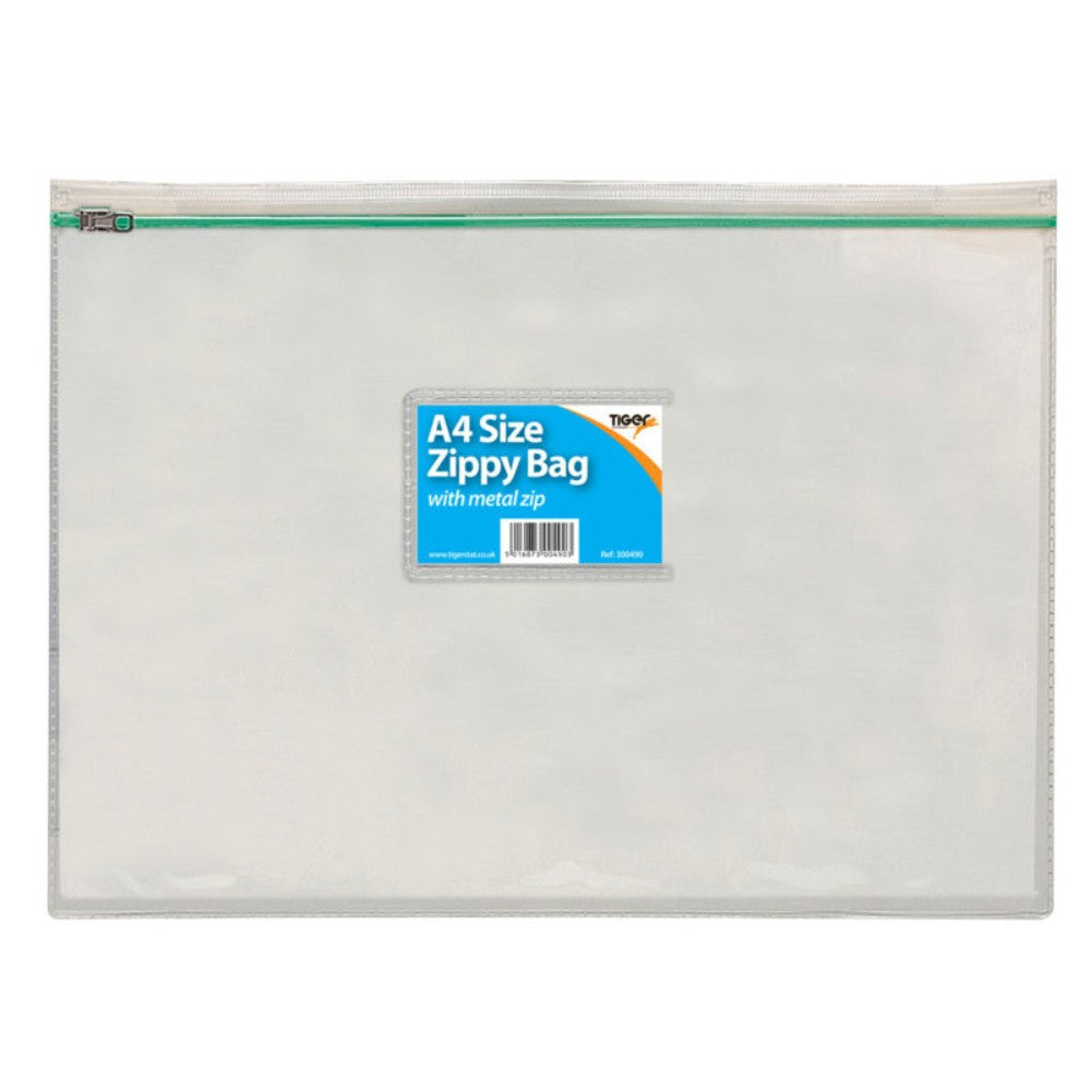 Pack of 12 A4 Zippy Bags-Metal Zip (Assorted)