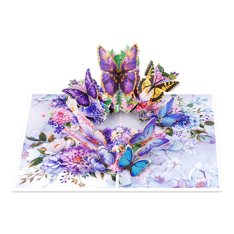 Colorful Whispers Butterfly & Flower 3D Pop Up Greeting Card - Birthday Mother Anniversary Valentine's Day