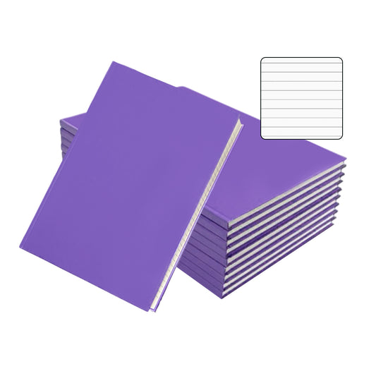 Pack of 10 A4 160 Pages 8mm Ruled Purple Casebound Notebooks