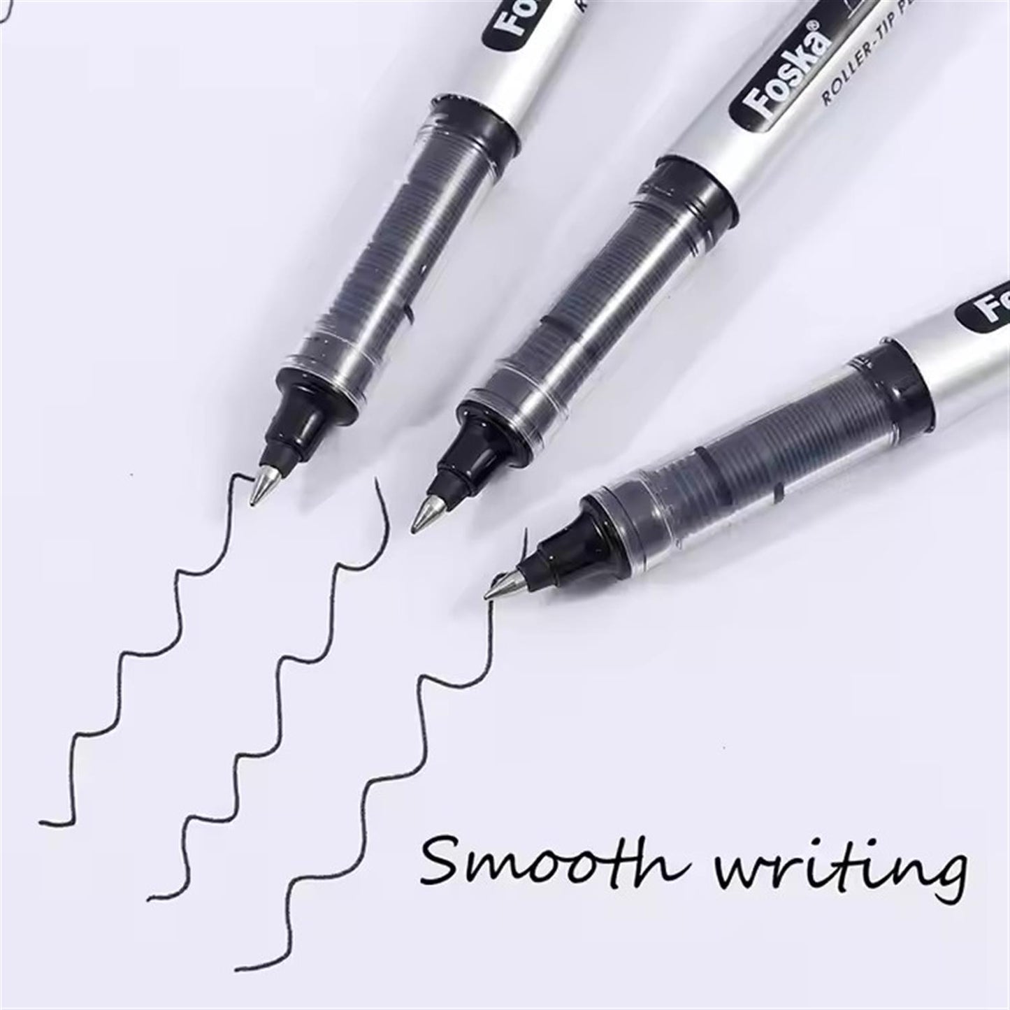 Pack of 3 0.5mm Bullet Tip Roller Tip Black Pens
