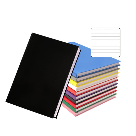 Pack of 10 A5 160 Pages 8mm Ruled Assorted Colour Casebound Notebooks