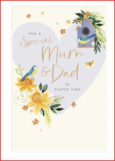 Daffodils & Birds Design Mum & Dad Easter Card