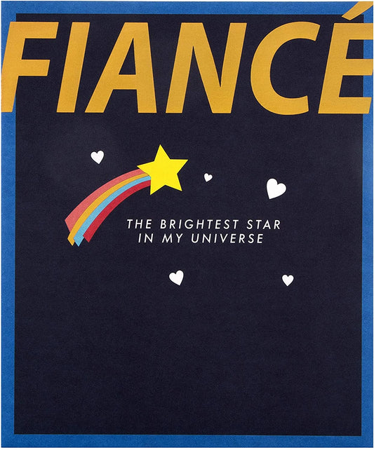 Contemporary Text and Rainbow Design Fiancé Birthday Card
