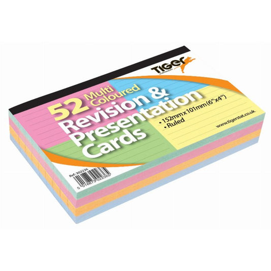 6"X4" Multi Coloured 52 Sheets Ruled Top Bound Revision Cards