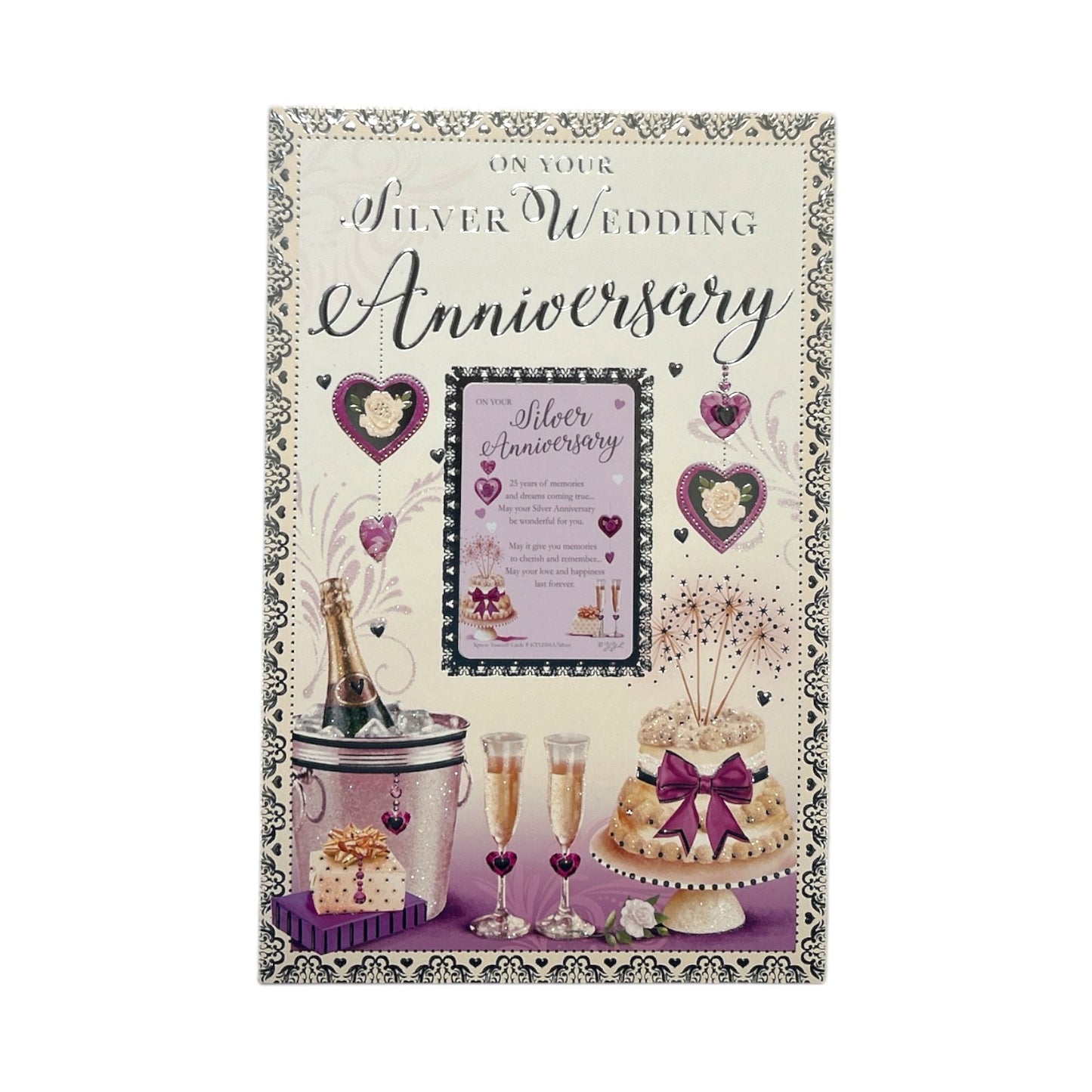 Silver Wedding Keepsake Treasures Traditional Design 40th Anniversary Card