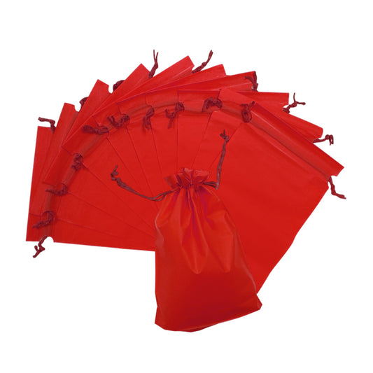 Pack of 25 Red Coloured 21x29cm PEVA Frosted Drawstring Bags