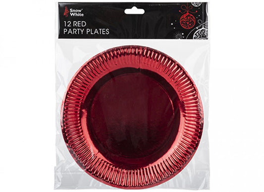 Pack of 12 Red Plated 9" Paper Plates
