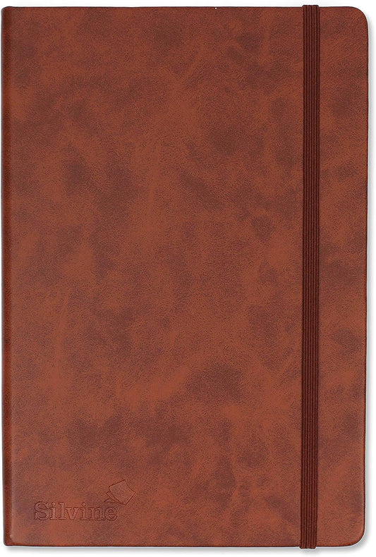 Silvine A5 Tan 160pp 90gsm Executive Soft Feel Notebook Ruled with Marker Ribbon