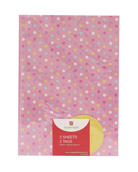 Perfect Pink Gift Wrap Sheets for Birthdays 2 Sheets and 2 Tags 