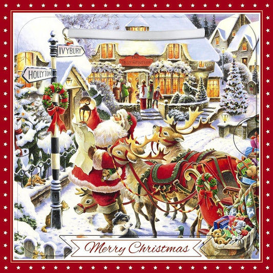 Santa And Reindeer 3D Lenticular Traditional Festive Merry Christmas Card with Detachable Keepsake