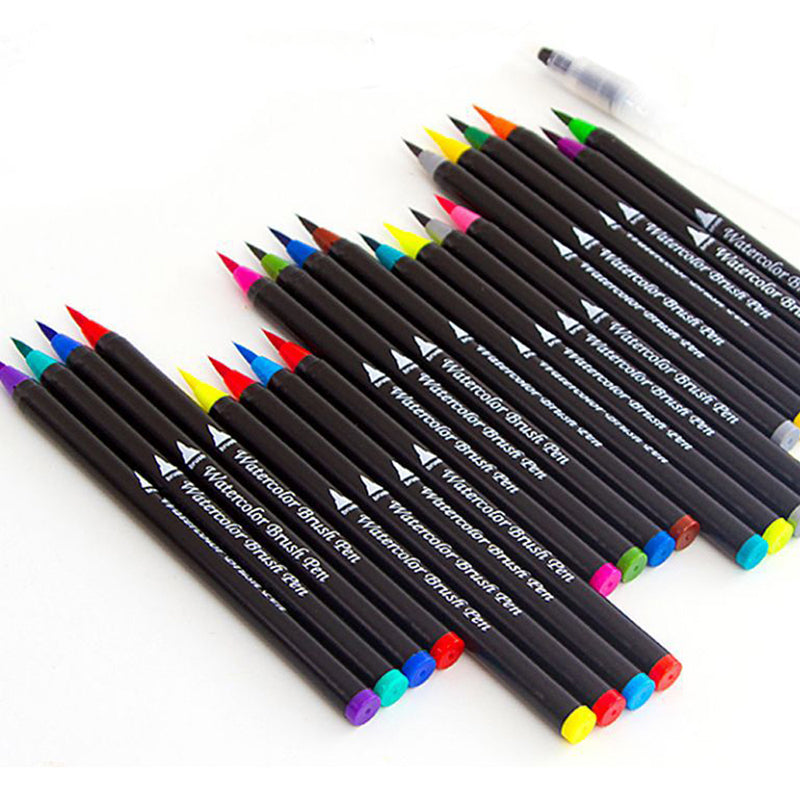 Pack of 24 Watercolour Assorted Colour Brush Pens