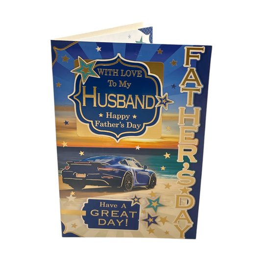 To My Husband Blue Car Design Father's Day Card