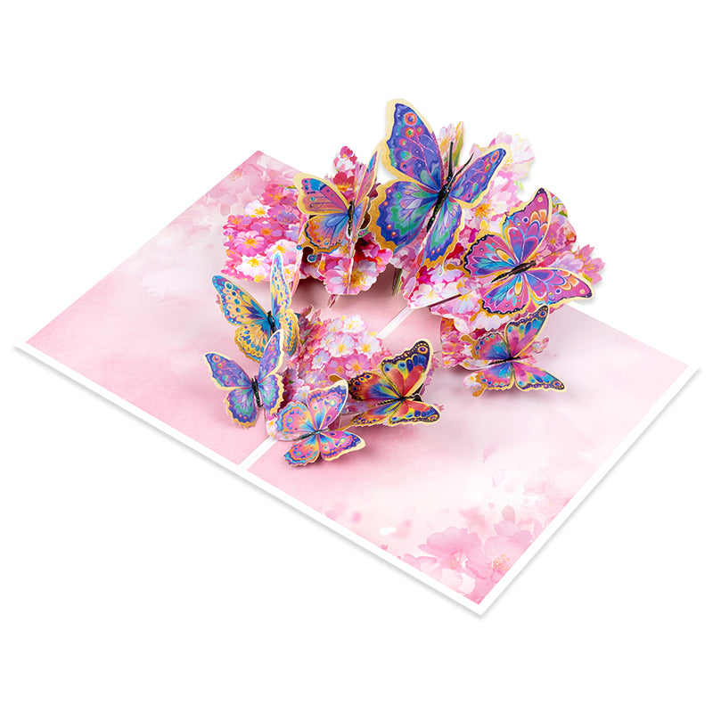 Wings of Color Cherry Blossom 3D Pop Up Greeting Card - Birthday Mother Anniversary Valentine's Day