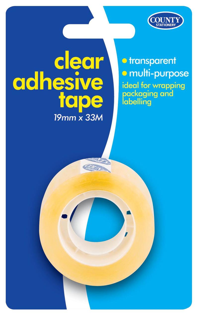 Pack of 12 Clear Adhesive Tape 19mmx33m on Blister Card