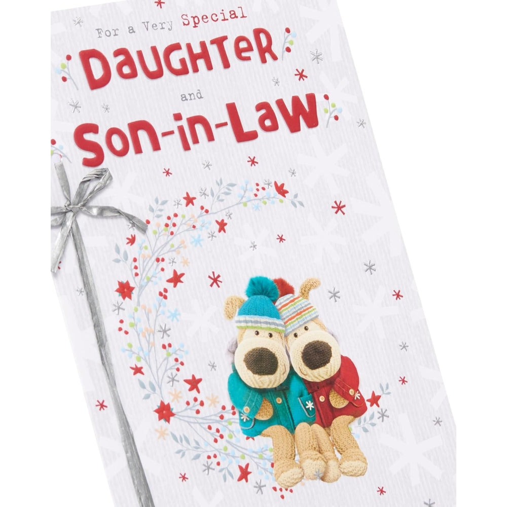 Boofles Sitting On Wreath Daughter, Son In Law Christmas Card