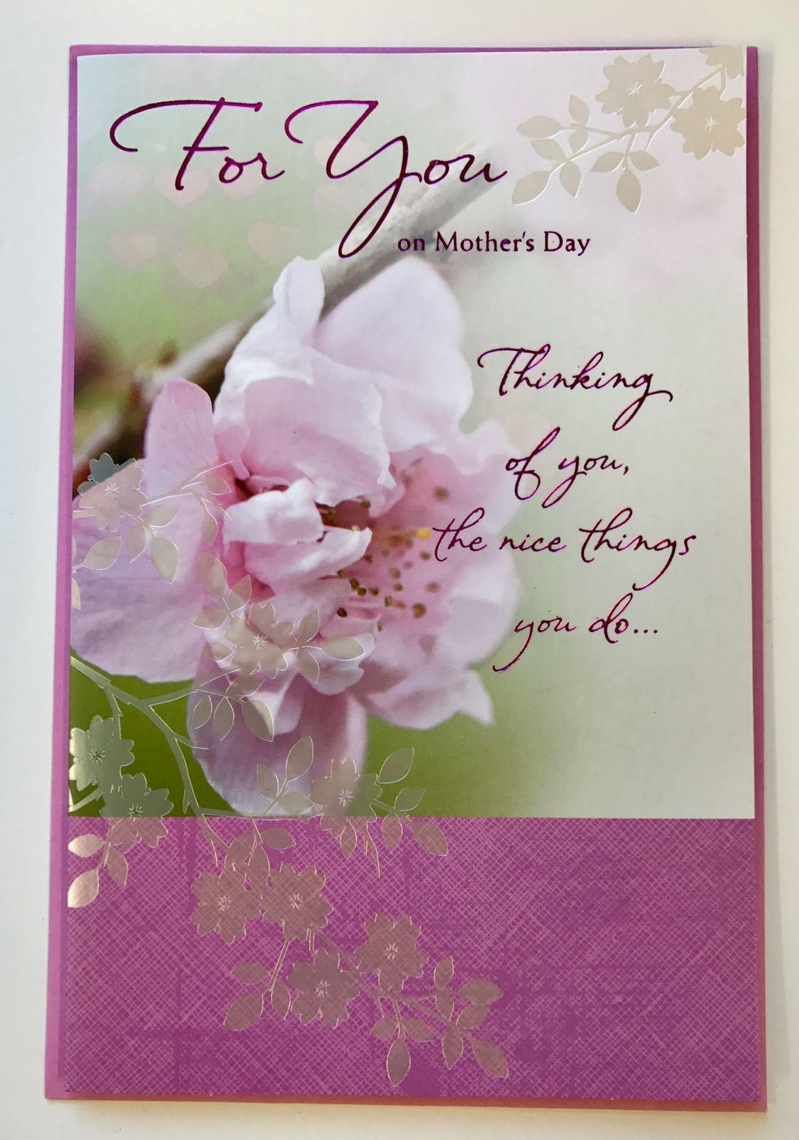 For you on Mother's Day Thinking Of You Nice Verse Greeting Card