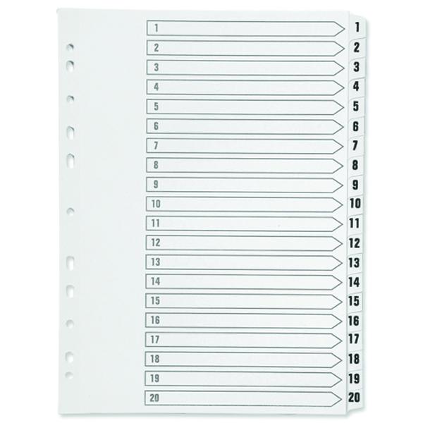 Q-Connect 1-20 Index Multi-Punched Reinforced Board Clear Tab A4 White KF01531