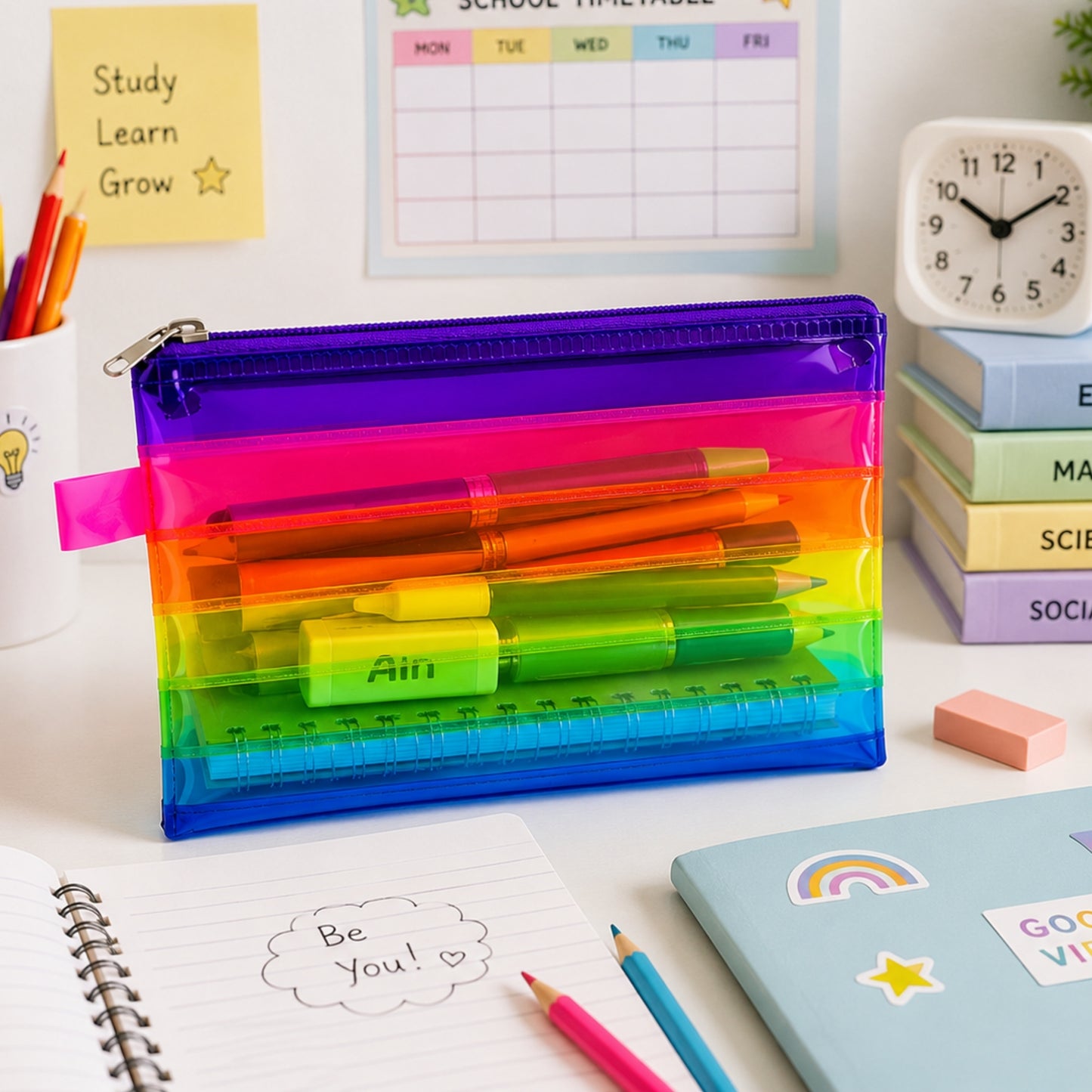 A5 Rainbow Coloured Rainbow Pencil Case