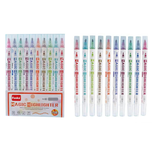 Pack of 10 Highlighter Pens with Luminous Magic Invisible Ink