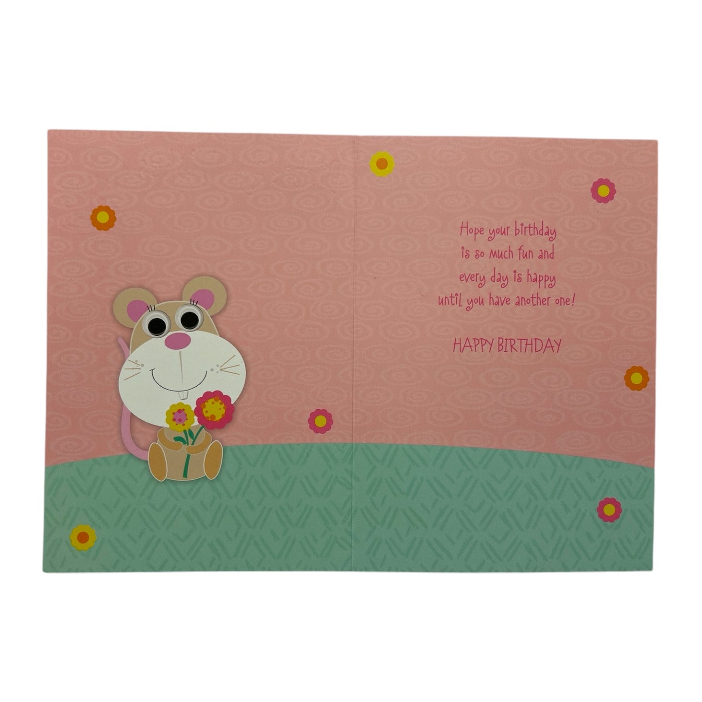 Age 02 Female Juvenile Mouse with Flower Design Birthday Card