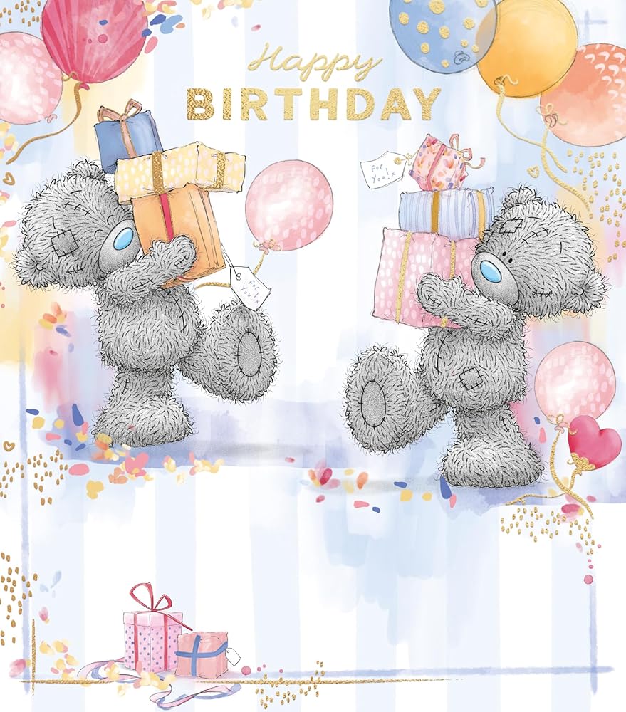 Bears Carrying Stacks Of Gifts Birthday Card