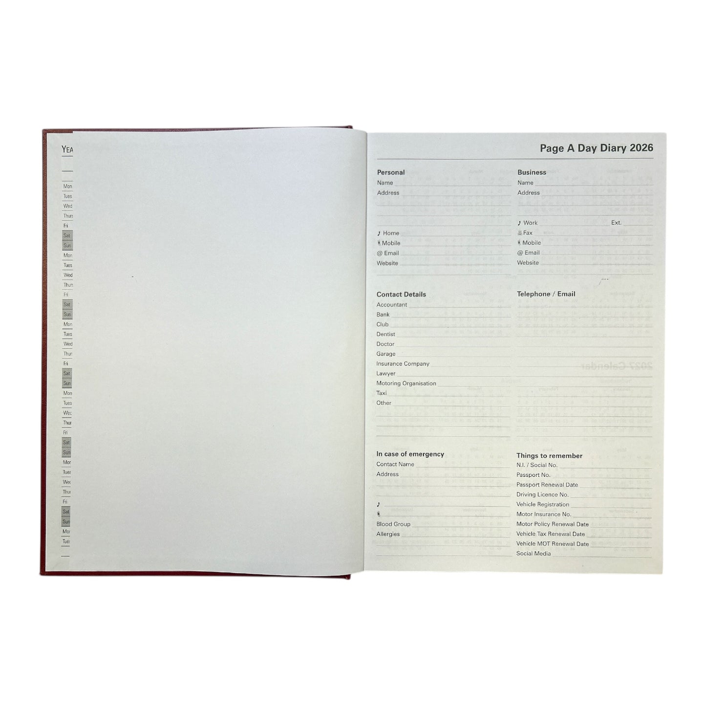 Janrax 2026 A4 Day Per Page Blue Desk Diary