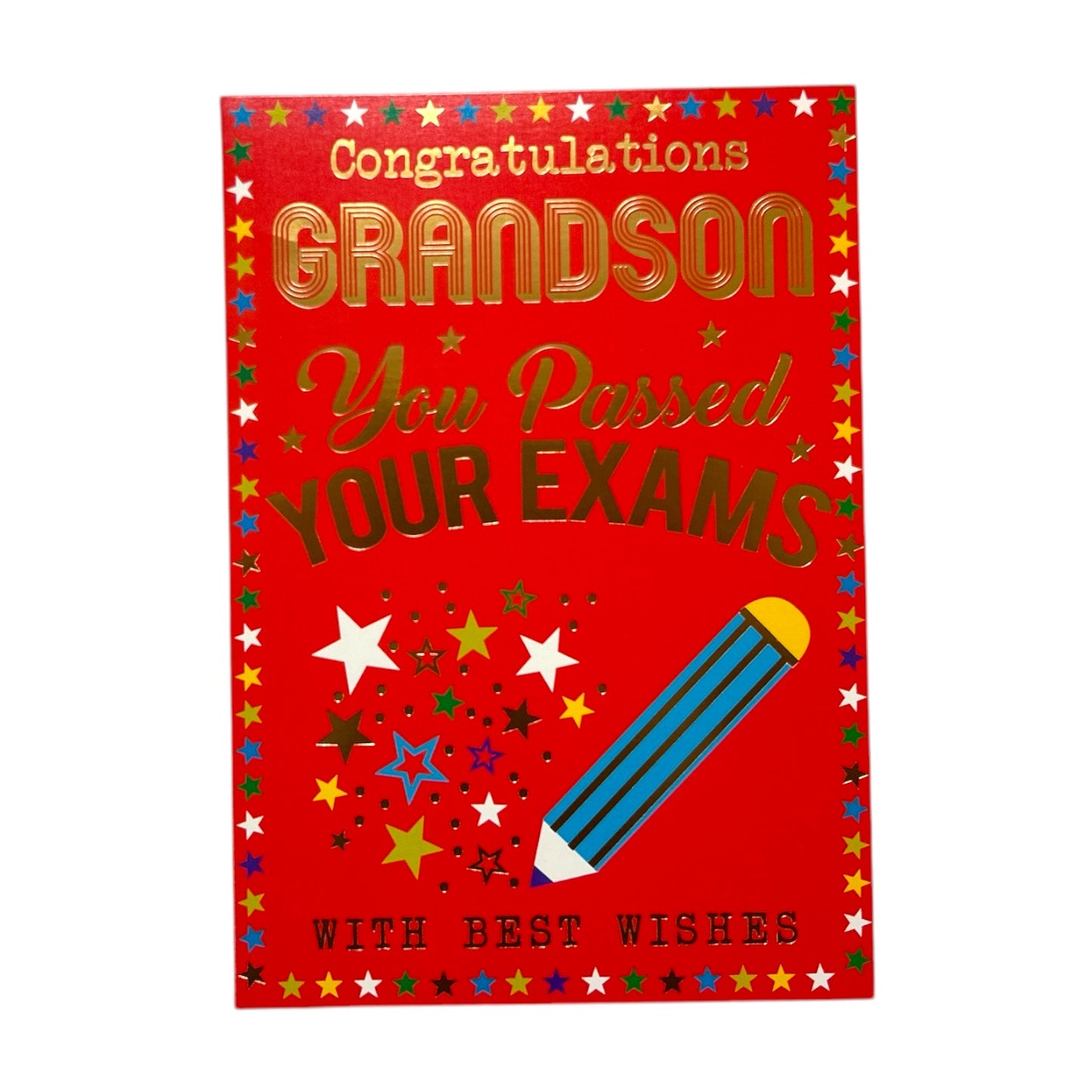 To Grandson You Passed Your Exam Multi Stars Design Congratulations Card