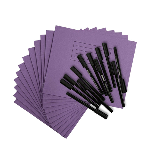 Set of 12 165x200mm Handwriting Books with 12 Black Handwriting Pens