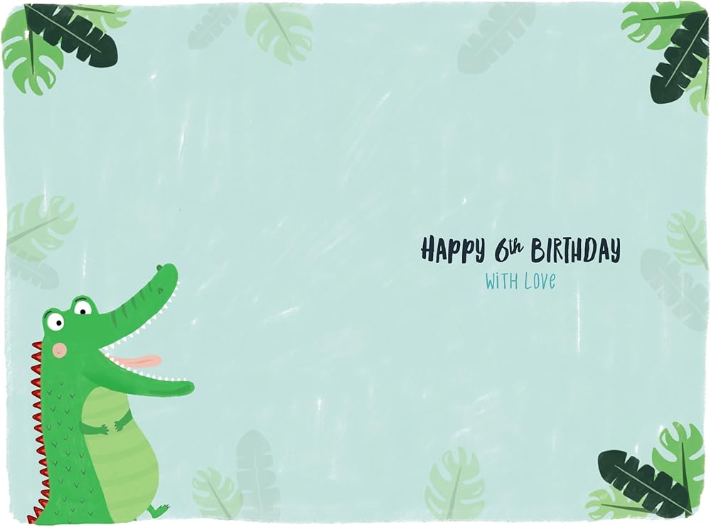 Crocodile Illustrations Cute 6th Birthday Card