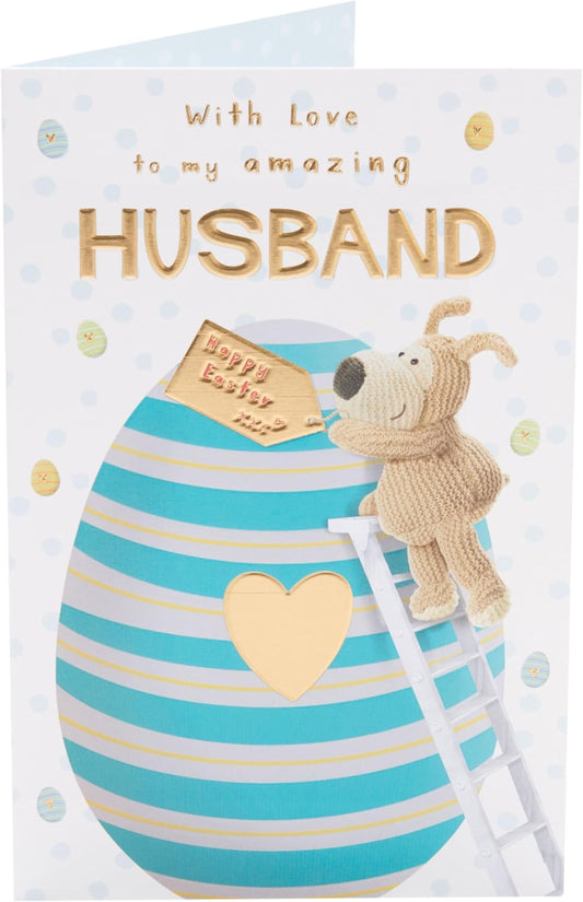 For An Amazing Husband Boofle Climbing on Egg Easter Card