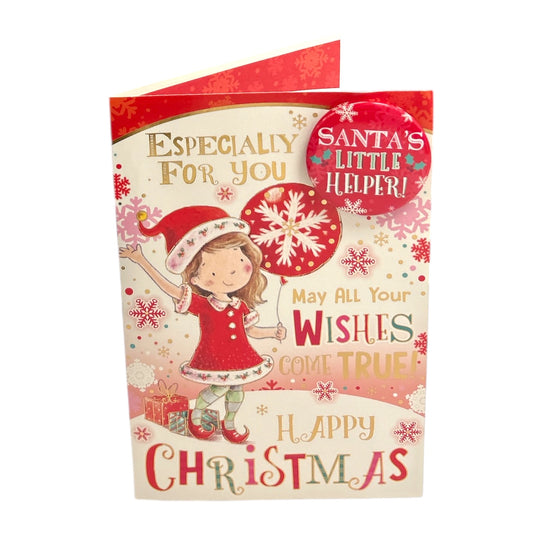 Especially For You Santa’s Little Helper Christmas Card With Badge