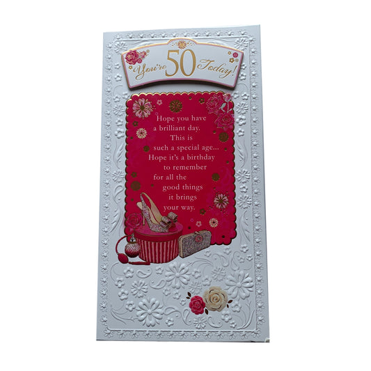 You're 50 Today Birthday Open Female Soft Whispers Card