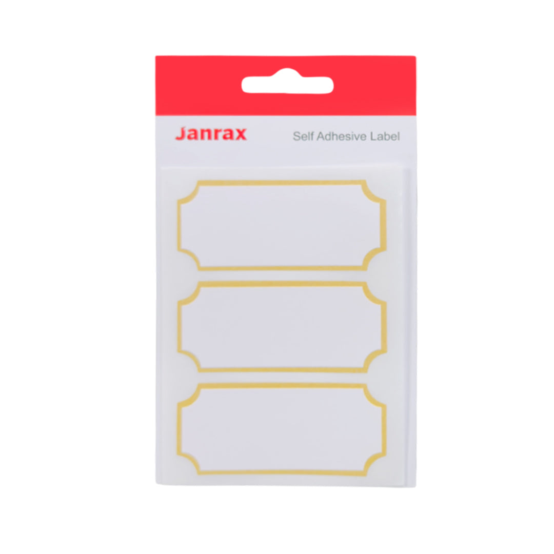 Pack of 21 Gold Border Printed 34x75mm Self-Adhesive Labels
