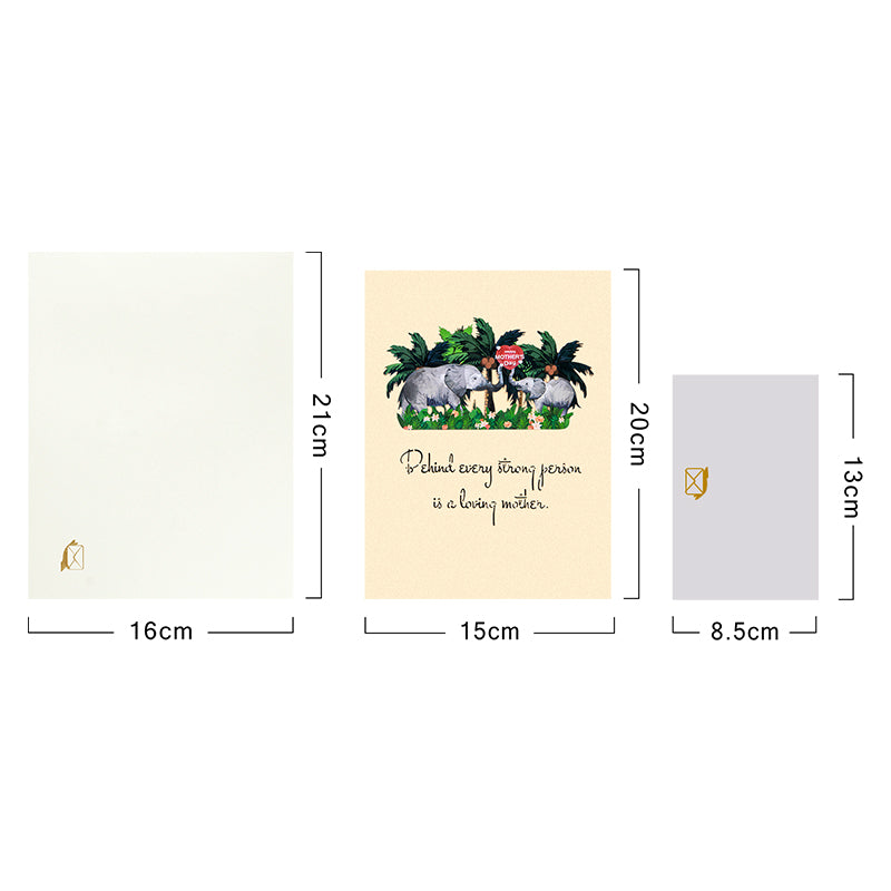 Elephants in Green Foliage Scene Celebrating Mother’s Day 3D Pop Up Card