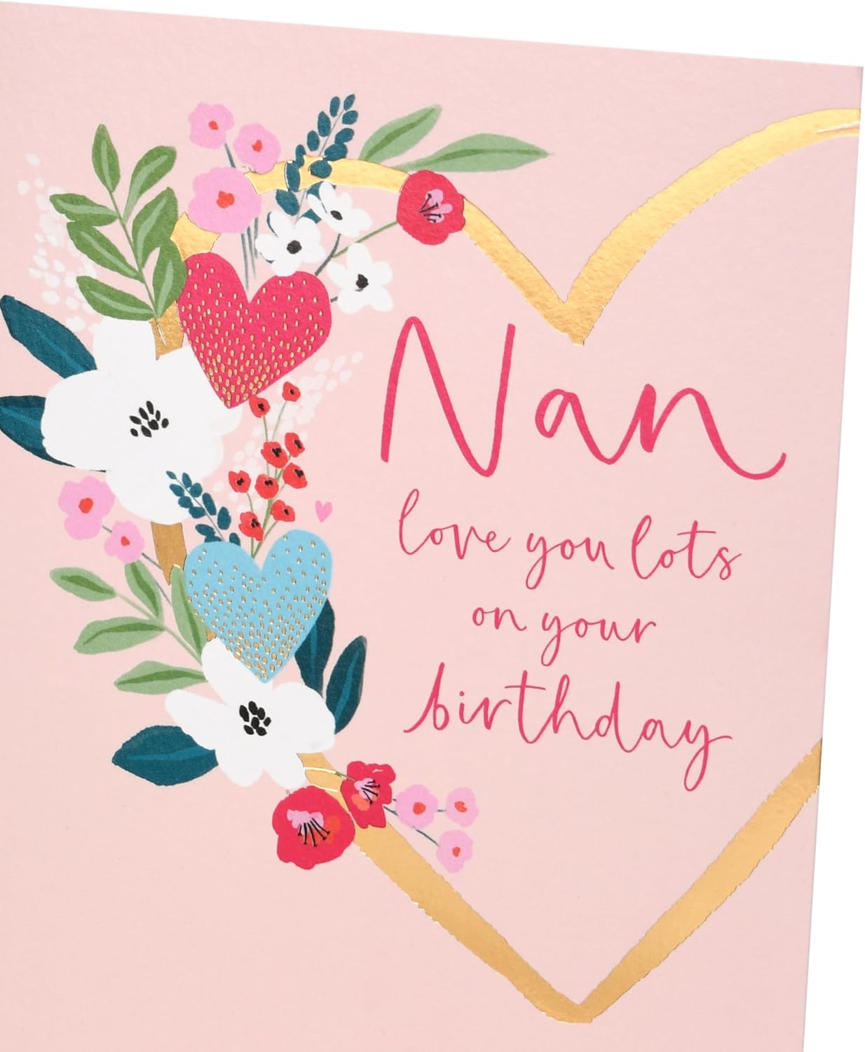 Gold Heart Flowers Design Nan Birthday Card