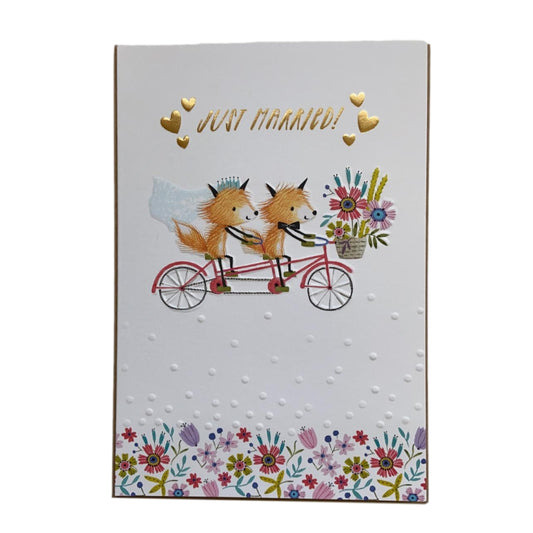 Just Married Cute Wedding Congratulation Card 
