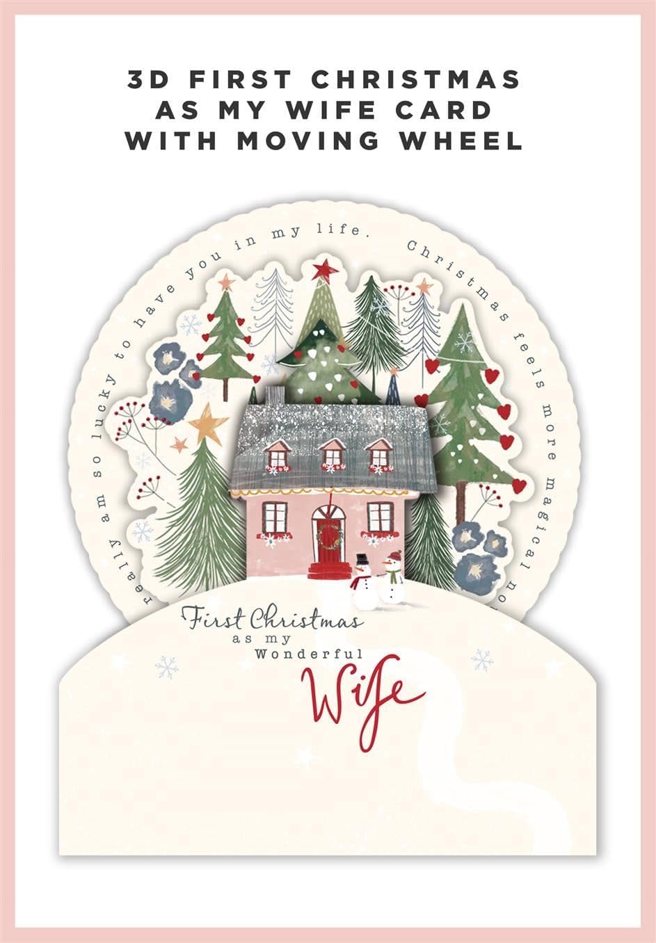 3D with Moving Wheel First Christmas Card for My Wife