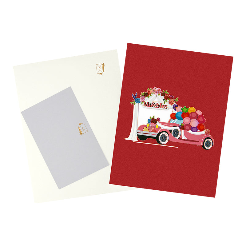 MR & MRS Rose Wedding Wishes Pop Up Greeting Card Hidden Gift Card Slot
