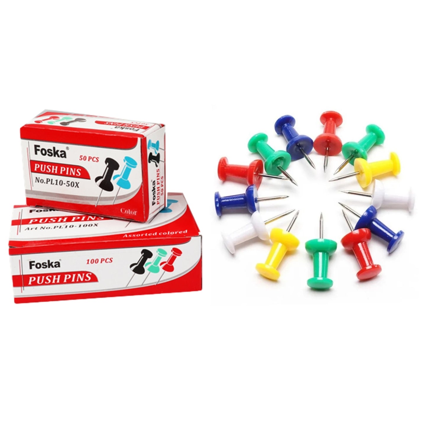 Bulk Pack of 500 Assorted Coloured Push Pins