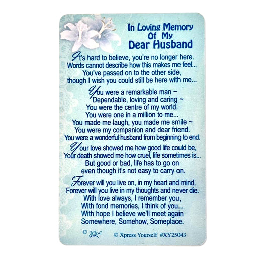 In Loving Memory Of My Dear Husband Xpress Yourself Keepsake Wallet Purse Card