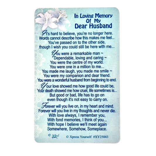 In Loving Memory Of My Dear Husband Xpress Yourself Keepsake Wallet Purse Card