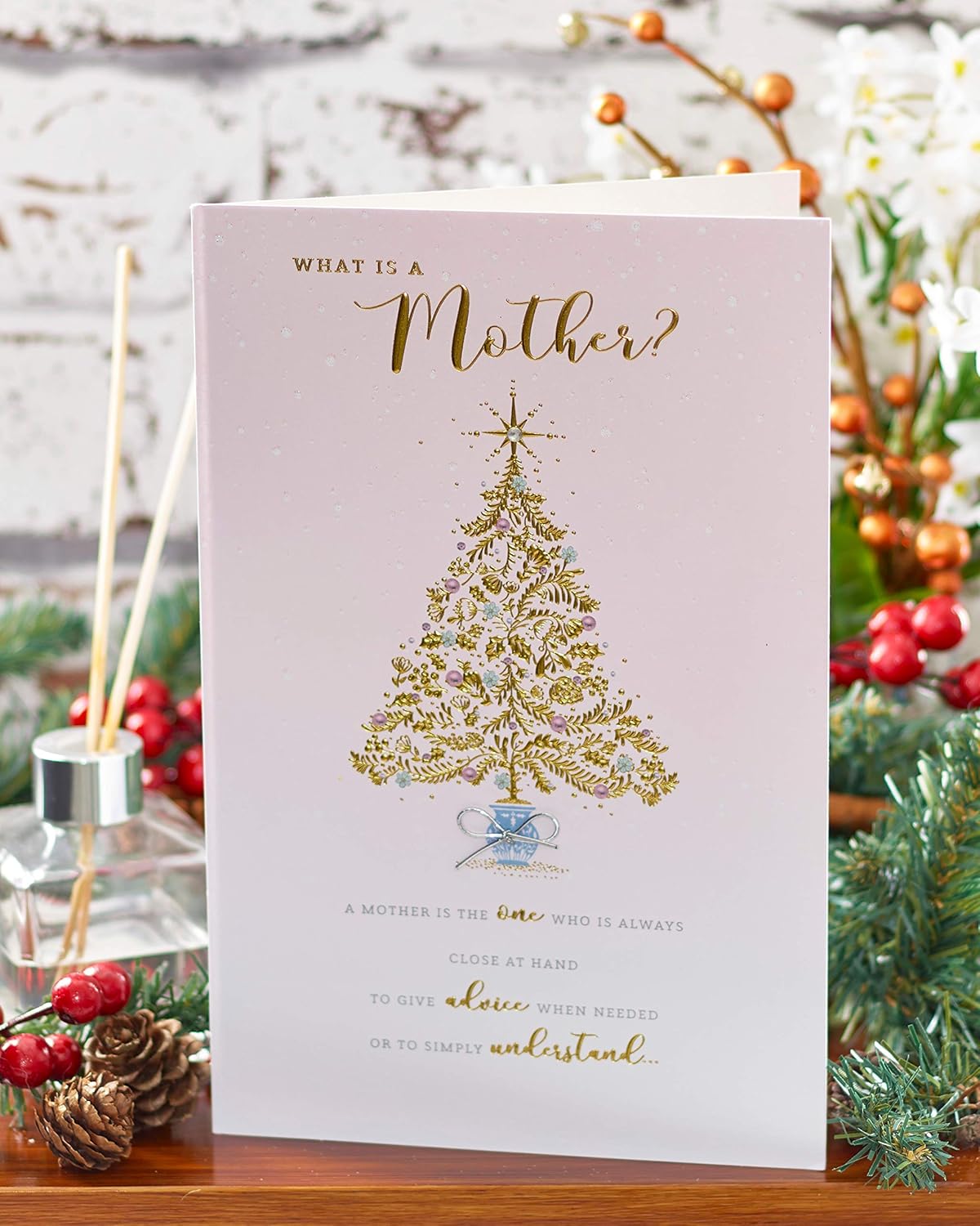Mother Christmas Card Traditional Nice Words 