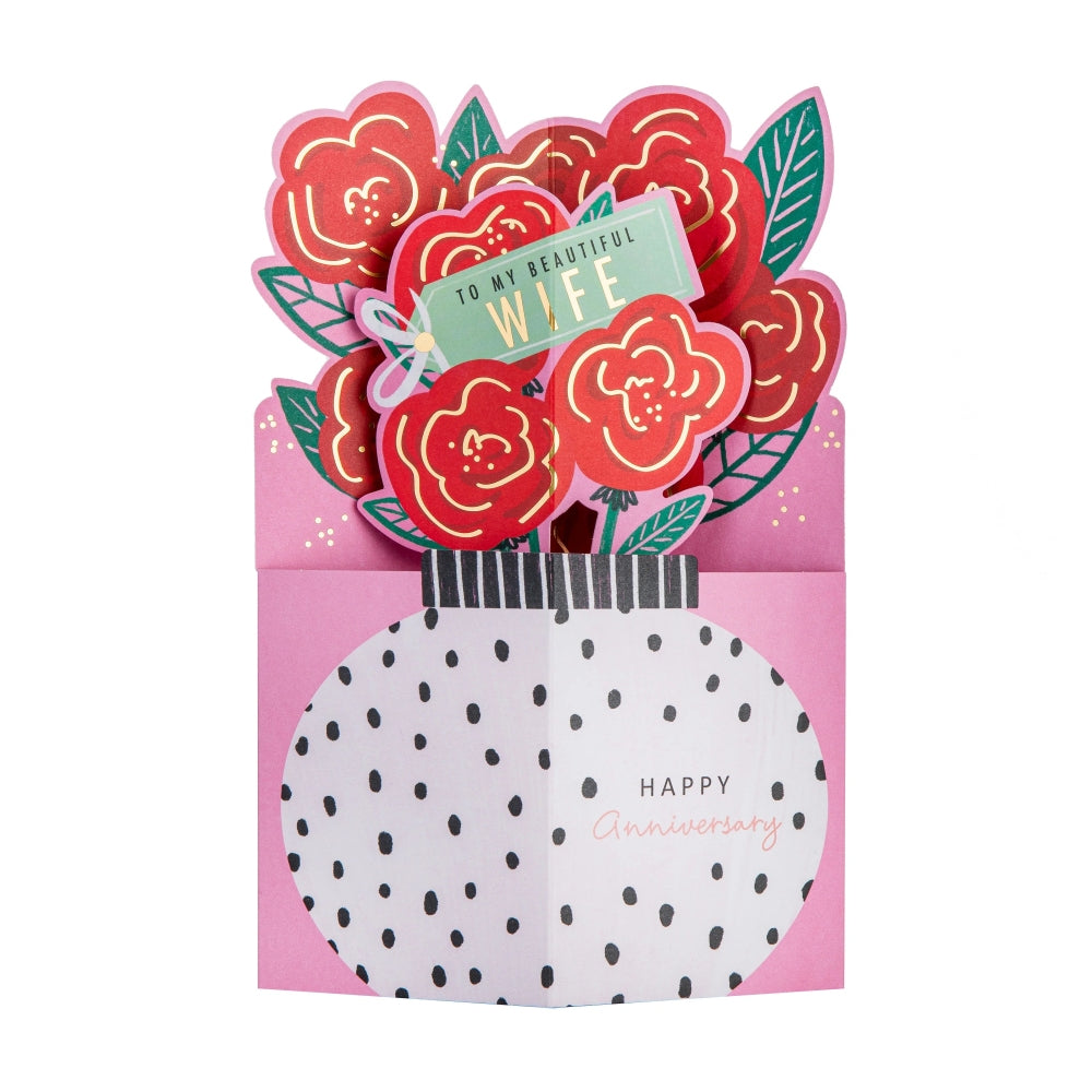 3D Pop-Up Bouquet of Roses Design Wife Anniversary Card