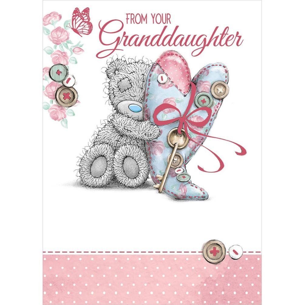 From Your Granddaughter Bear Holding Heart Design Mother's Day Card