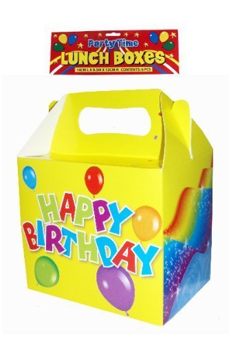 Pack of 6 Happy Birthday Lunch Meal Boxes Party Bags