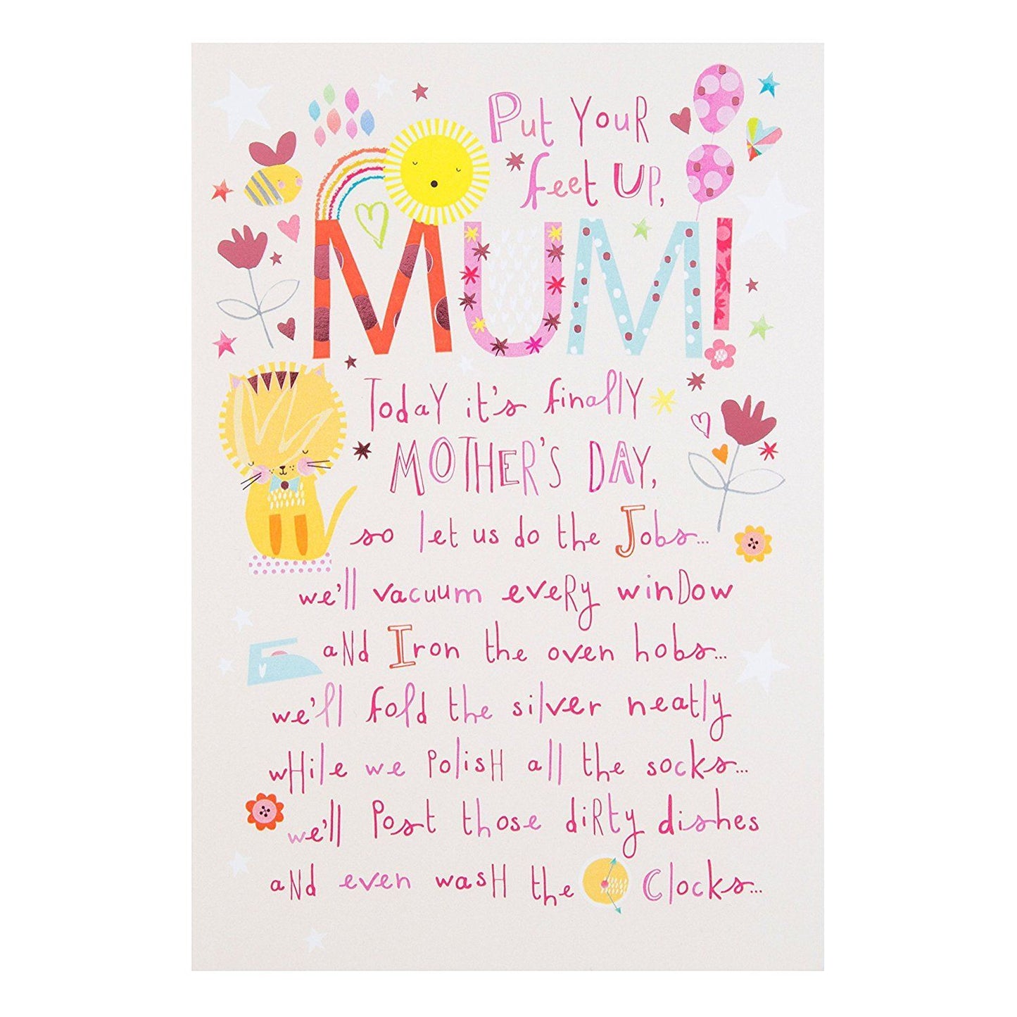 For Mum Nice Verse Poem "Feet Up" Mother's Day Greeting Card