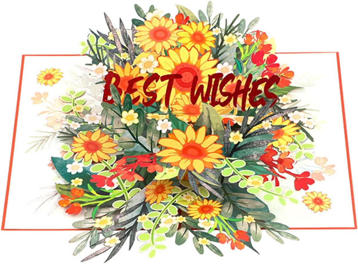 Sunflower Charm Orange 3D Pop Up Greeting Card