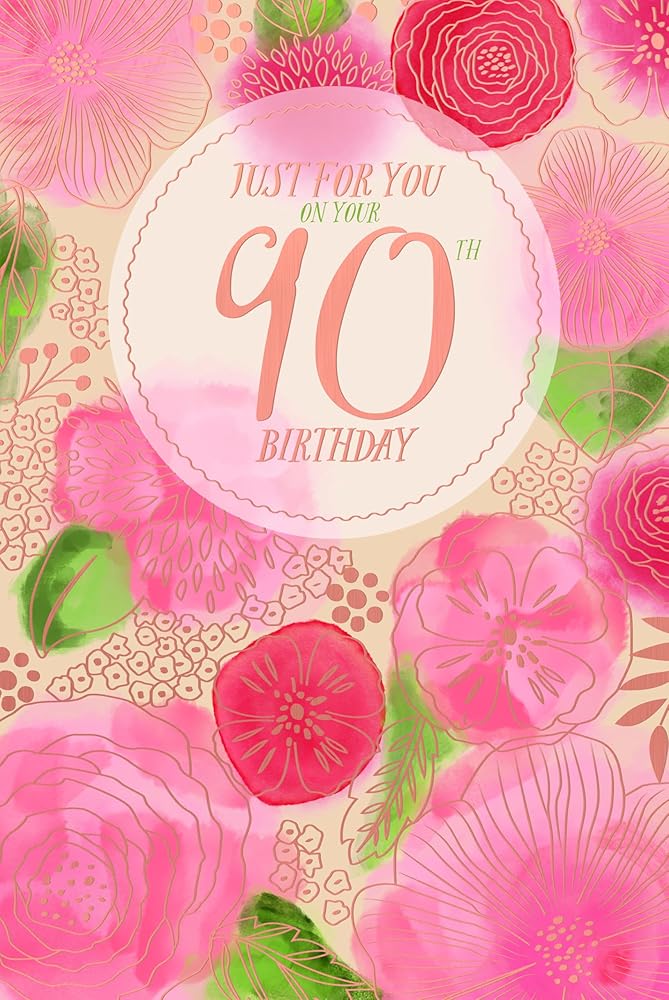 Floral Design 90th Birthday Card For Her